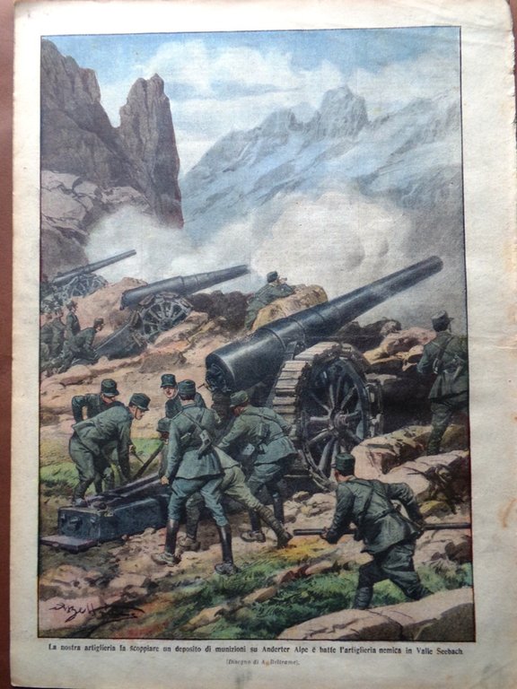 La Domenica del Corriere 12 Settembre 1915 WW1 Storo Ghiacciai …