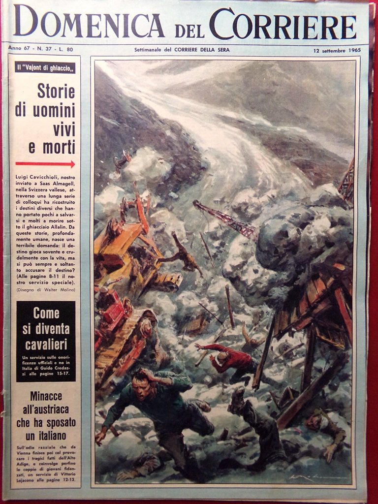 La Domenica del Corriere 12 Settembre 1965 Allalin Vajont Lutring … | Immagine principale