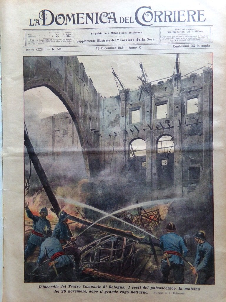 La Domenica del Corriere 13 Dicembre 1931 Incendio Teatro di …