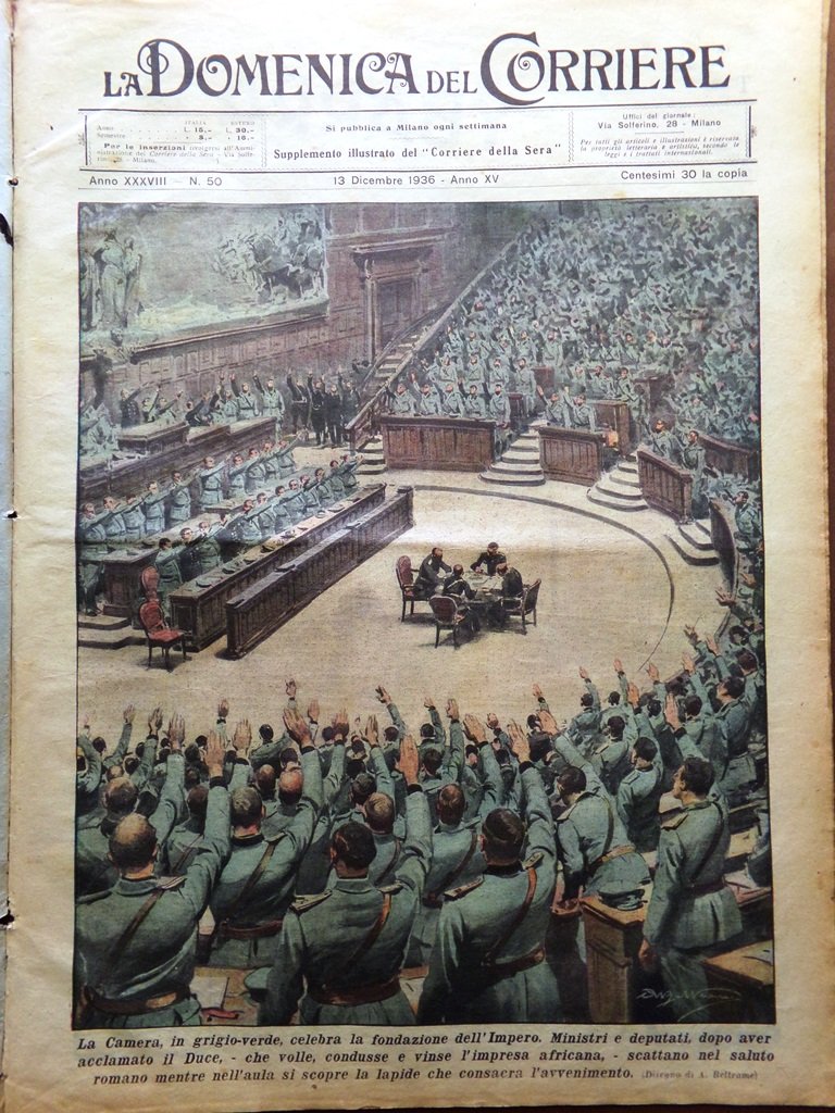 La Domenica del Corriere 13 Dicembre 1936 Edoardo Simpson Impero …