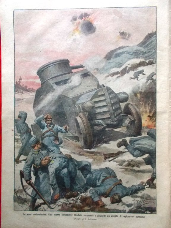 La Domenica del Corriere 13 Febbraio 1916 WW1 Albania Artiglieri …