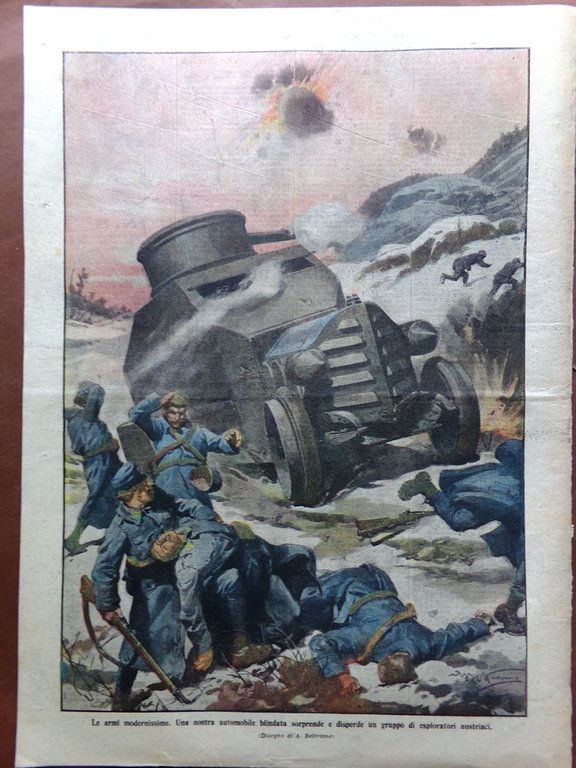 La Domenica del Corriere 13 Febbraio 1916 WW1 Albania Artiglieri …