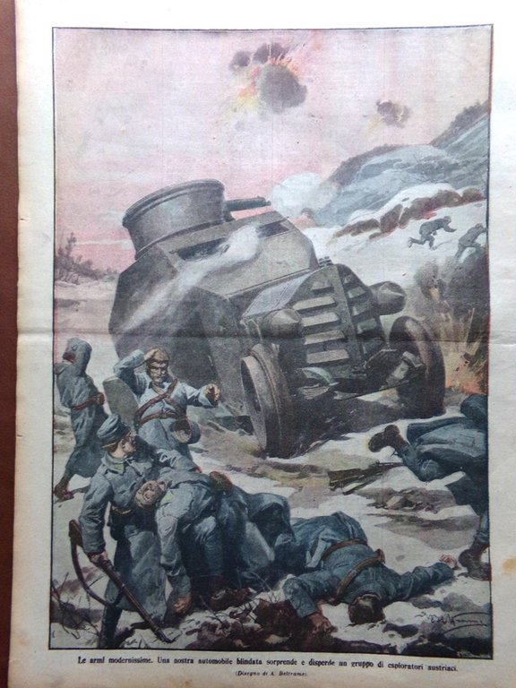 La Domenica del Corriere 13 Febbraio 1916 WW1 Albania Artiglieri …