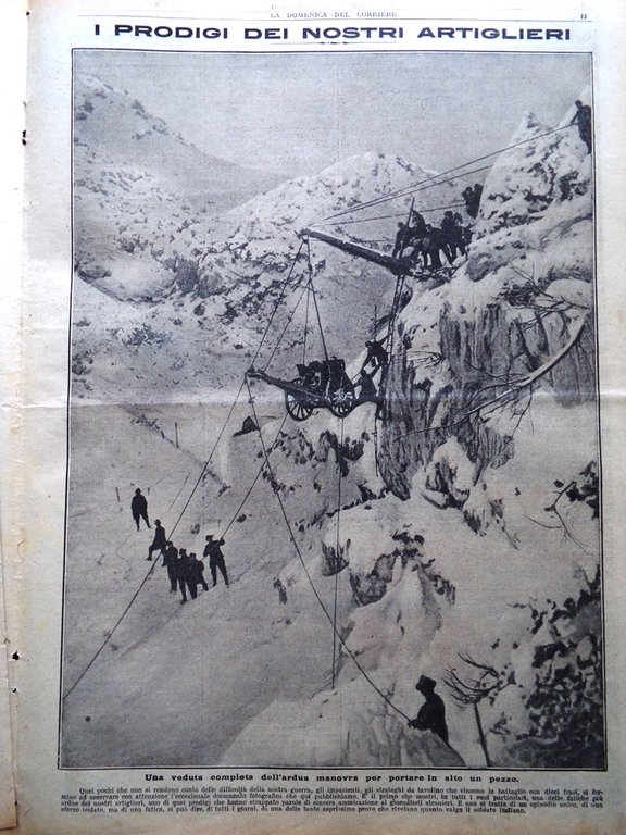 La Domenica del Corriere 13 Febbraio 1916 WW1 Albania Artiglieri …