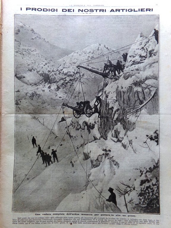 La Domenica del Corriere 13 Febbraio 1916 WW1 Albania Artiglieri …