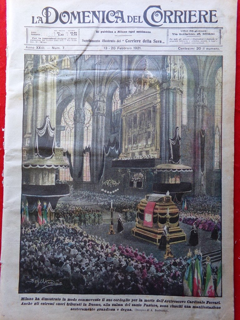 La Domenica del Corriere 13 Febbraio 1921 Morte Cardinale Ferrari …