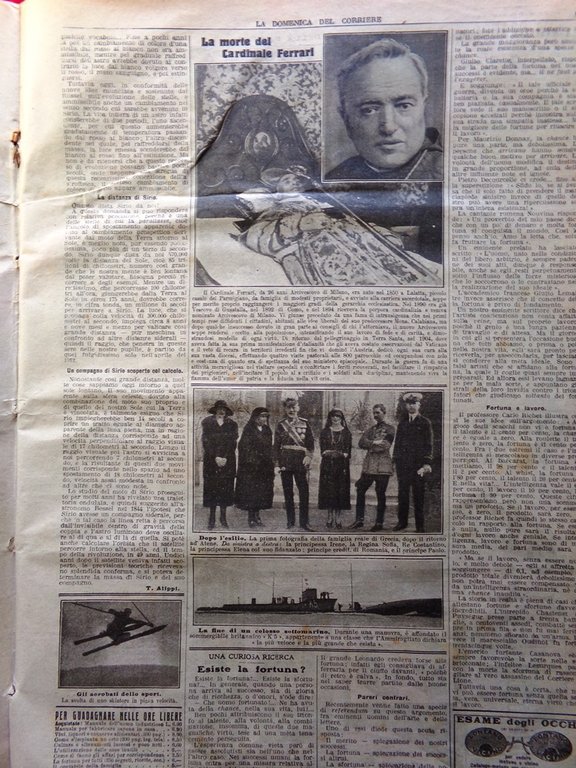 La Domenica del Corriere 13 Febbraio 1921 Morte Cardinale Ferrari …