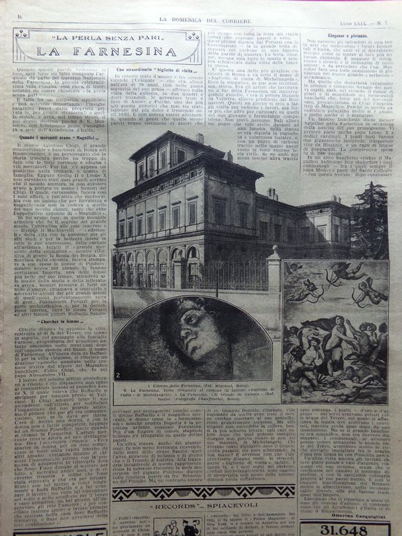 La Domenica del Corriere 13 Febbraio 1927 La Floridiana Farnesina … | Immagine Gallery 8