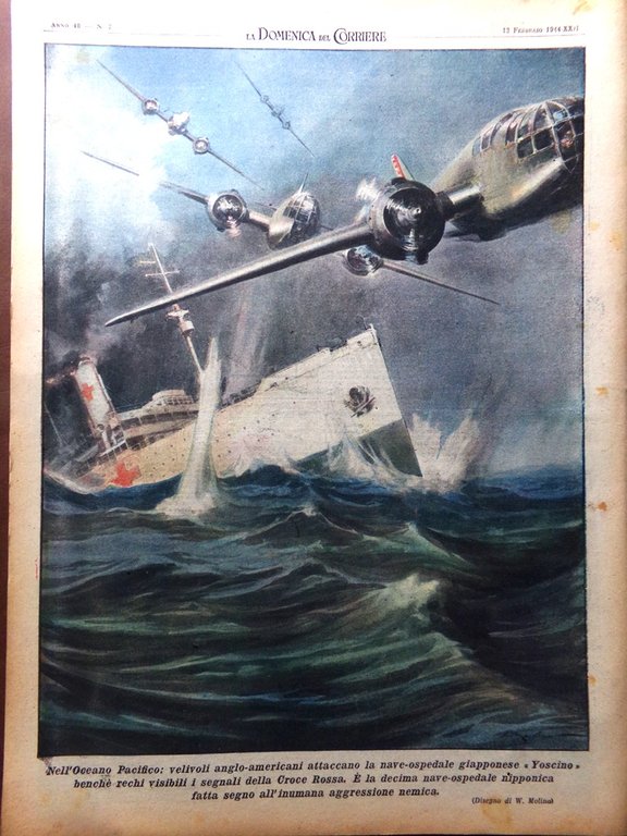 La Domenica del Corriere 13 Febbraio 1944 WW2 Balilla Radio …