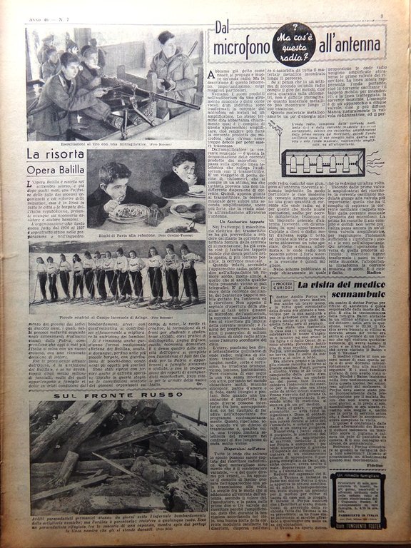 La Domenica del Corriere 13 Febbraio 1944 WW2 Balilla Radio …
