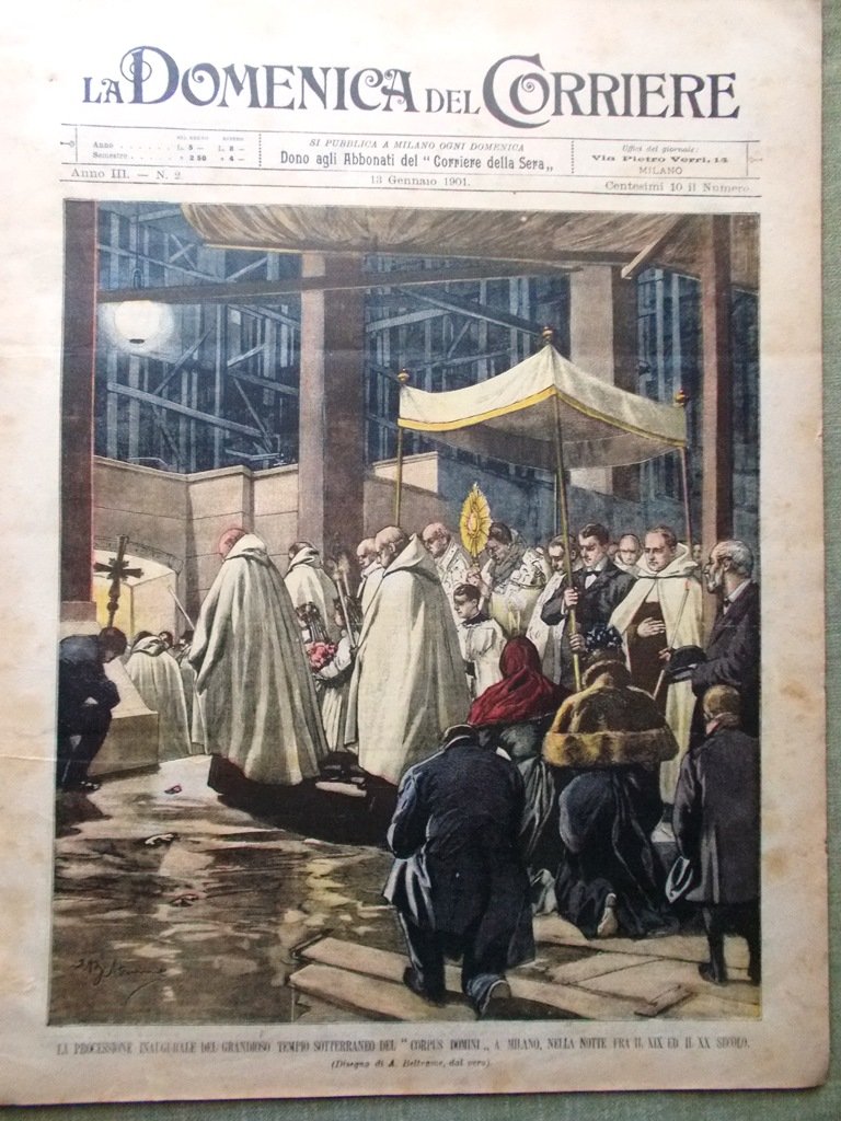 La Domenica del Corriere 13 Gennaio 1901 Corpus Domini Manzoni …