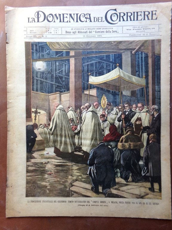 La Domenica del Corriere 13 Gennaio 1901 Corpus Domini Manzoni …