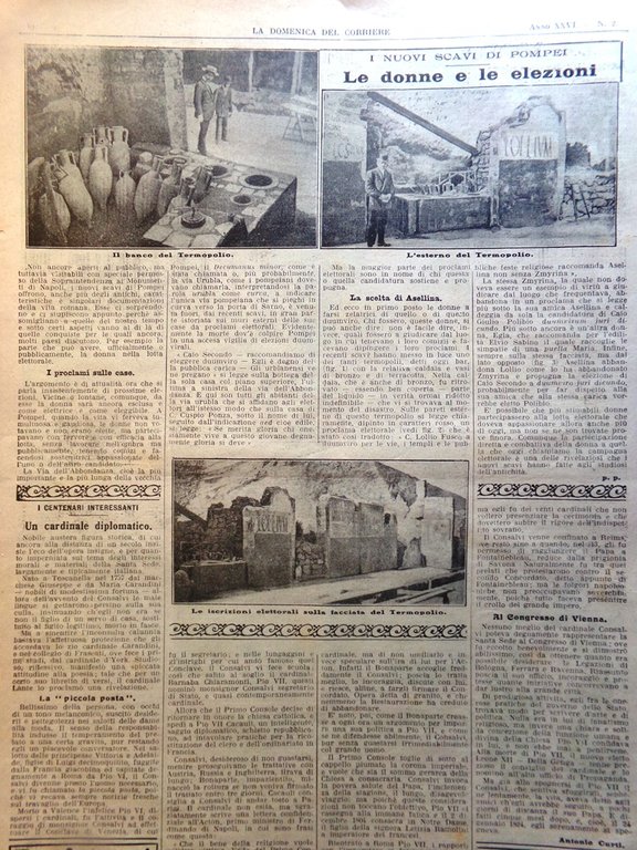 La Domenica del Corriere 13 Gennaio 1924 Boxe Scavi Pompei …