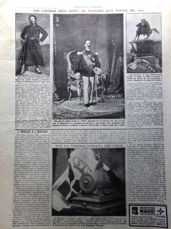 La Domenica del Corriere 13 Giugno 1915 WW1 Vittorio Emanuele …