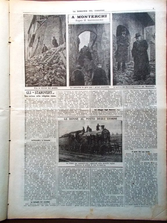 La Domenica del Corriere 13 Maggio 1917 WW1 Terremoto Monterchi …