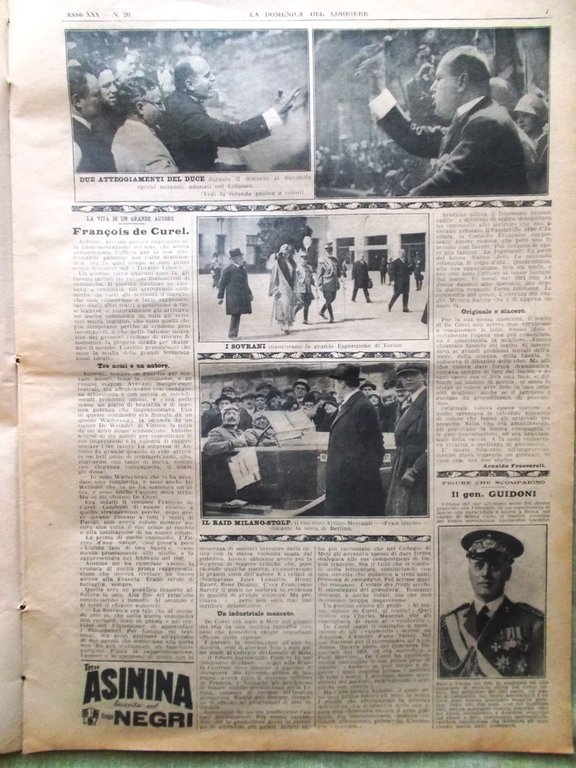 La Domenica del Corriere 13 Maggio 1928 Duce Colosseo Terremoto …