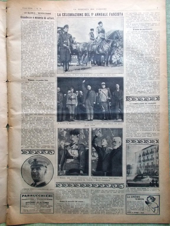 La Domenica del Corriere 13 Novembre 1927 Marconi Annuale Fascista …