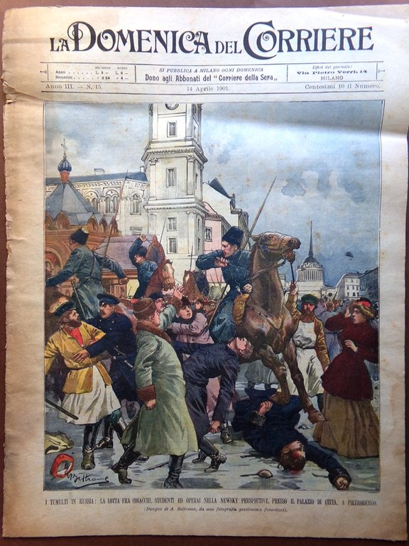 La Domenica del Corriere 14 Aprile 1901 Prospettiva Nevskij Cologna … | Immagine Gallery 1