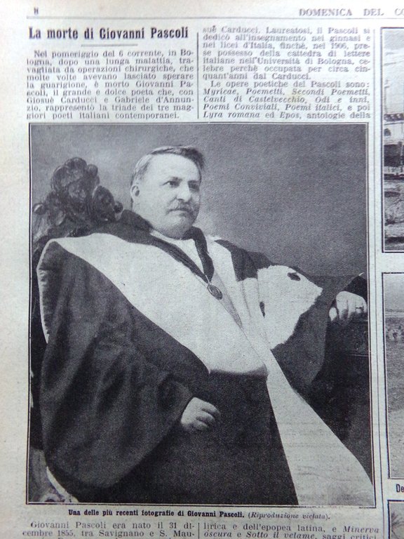 La Domenica del Corriere 14 Aprile 1912 Morte di Giovanni …