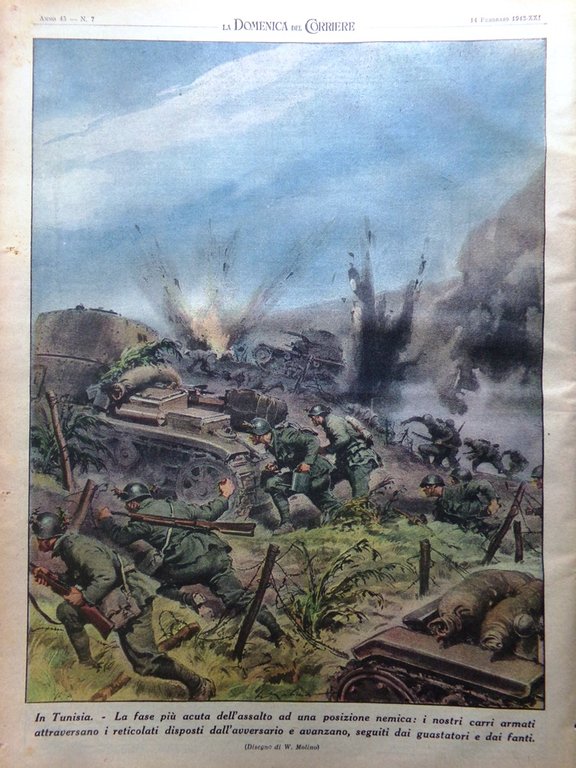 La Domenica del Corriere 14 Febbraio 1943 WW2 Enrico Montalbetti …