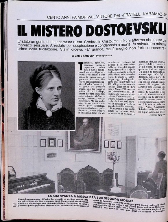 La Domenica del Corriere 14 Febbraio 1981 Dostoevskij Kennedy Sinatra …