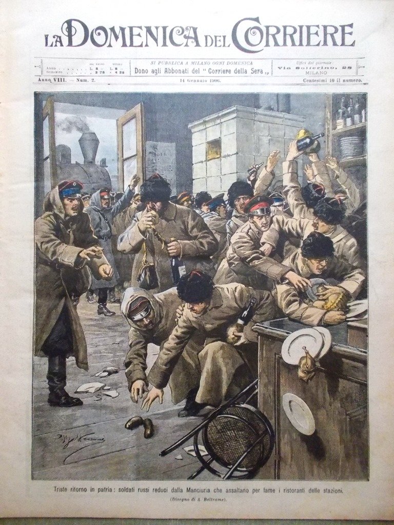La Domenica del Corriere 14 Gennaio 1906 Augusto Fano Waterloo …