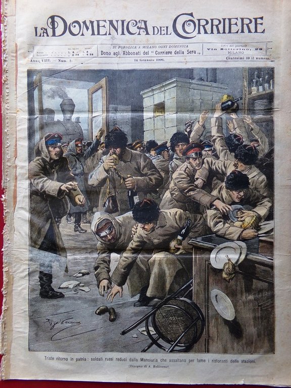 La Domenica del Corriere 14 Gennaio 1906 Augusto Fano Waterloo …