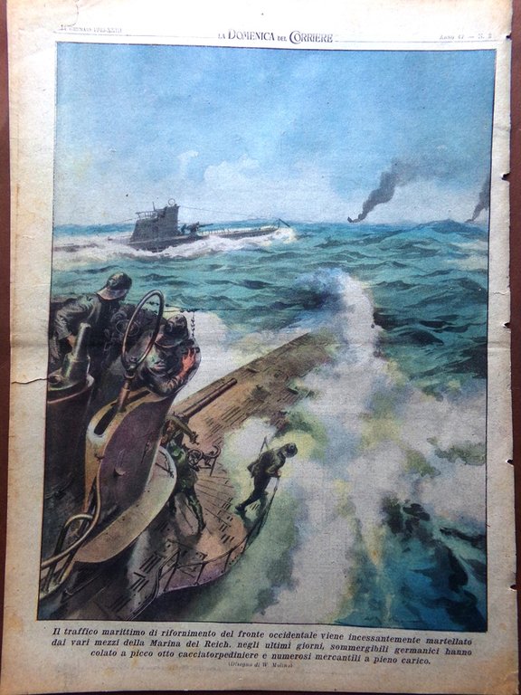 La Domenica del Corriere 14 Gennaio 1945 WW2 Attacco Tedeschi …
