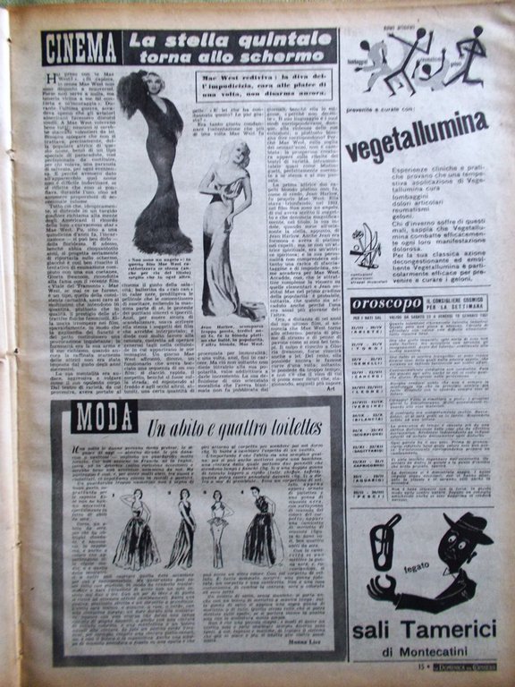 La Domenica del Corriere 14 Gennaio 1951 Mae West Banditi …