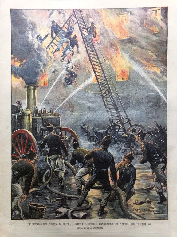 La Domenica del Corriere 14 Giugno 1903 Pompieri a Napoli …