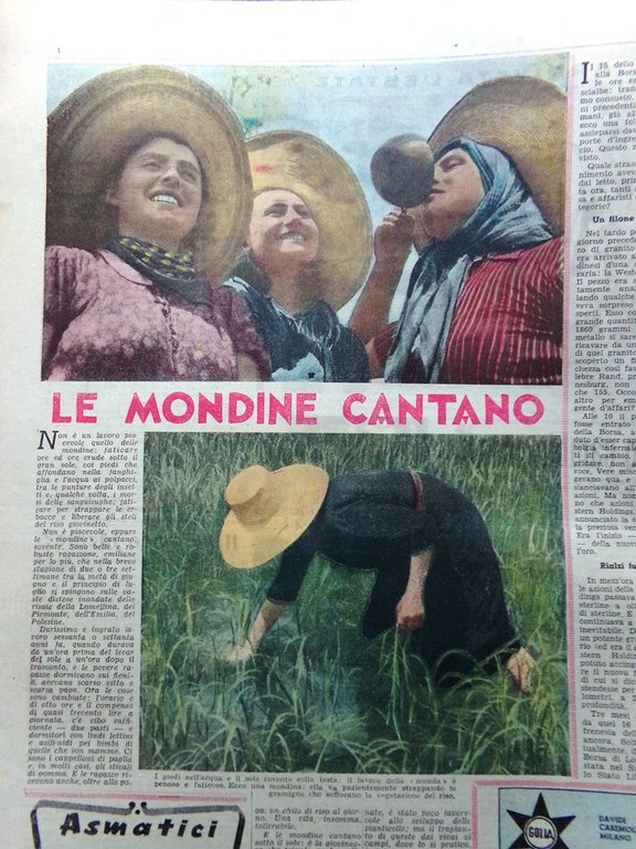 La Domenica del Corriere 14 Luglio 1946 De Nicola Mondine …