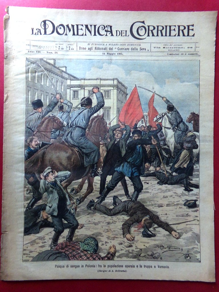 La Domenica del Corriere 14 Maggio 1905 Pasqua Polonia Marte … | Immagine principale