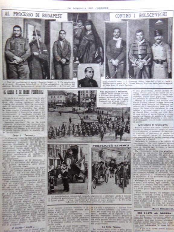 La Domenica del Corriere 14 Marzo 1920 Processo Budapest Ratibor …