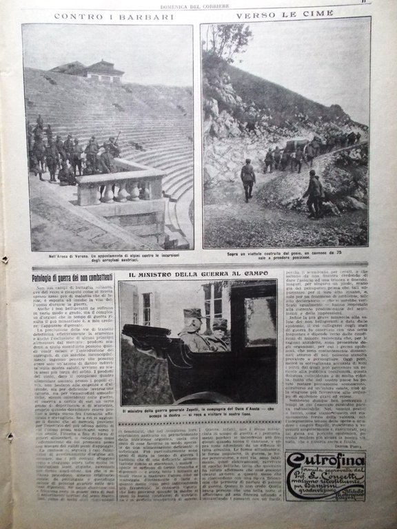 La Domenica del Corriere 14 Novembre 1915 WW1 Rancio Solferino …