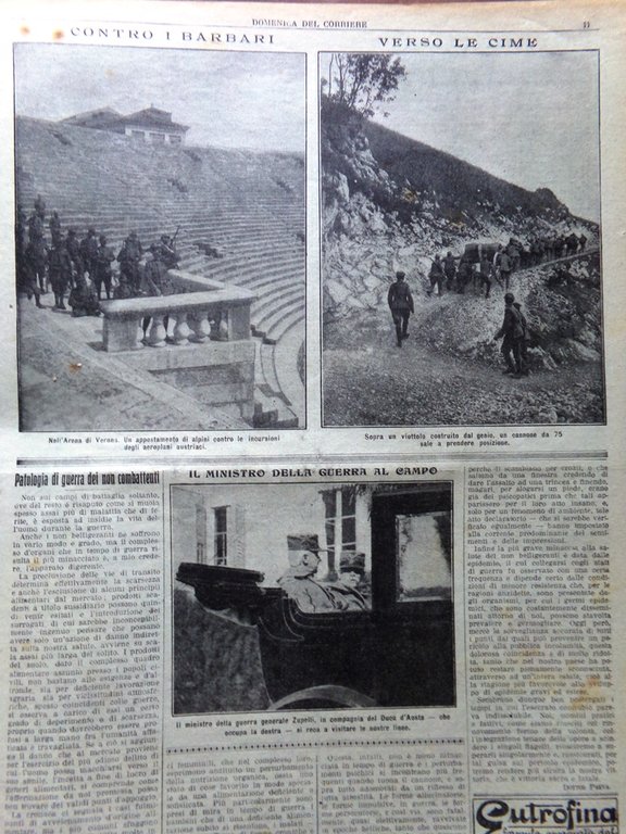 La Domenica del Corriere 14 Novembre 1915 WW1 Rancio Solferino …