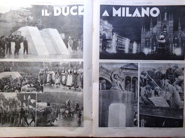 La Domenica del Corriere 14 Ottobre 1934 Mussolini Milano Culto …