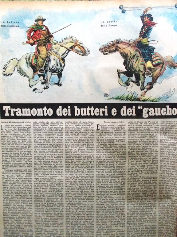 La Domenica del Corriere 14 Ottobre 1951 Burano Butteri Gauchos …