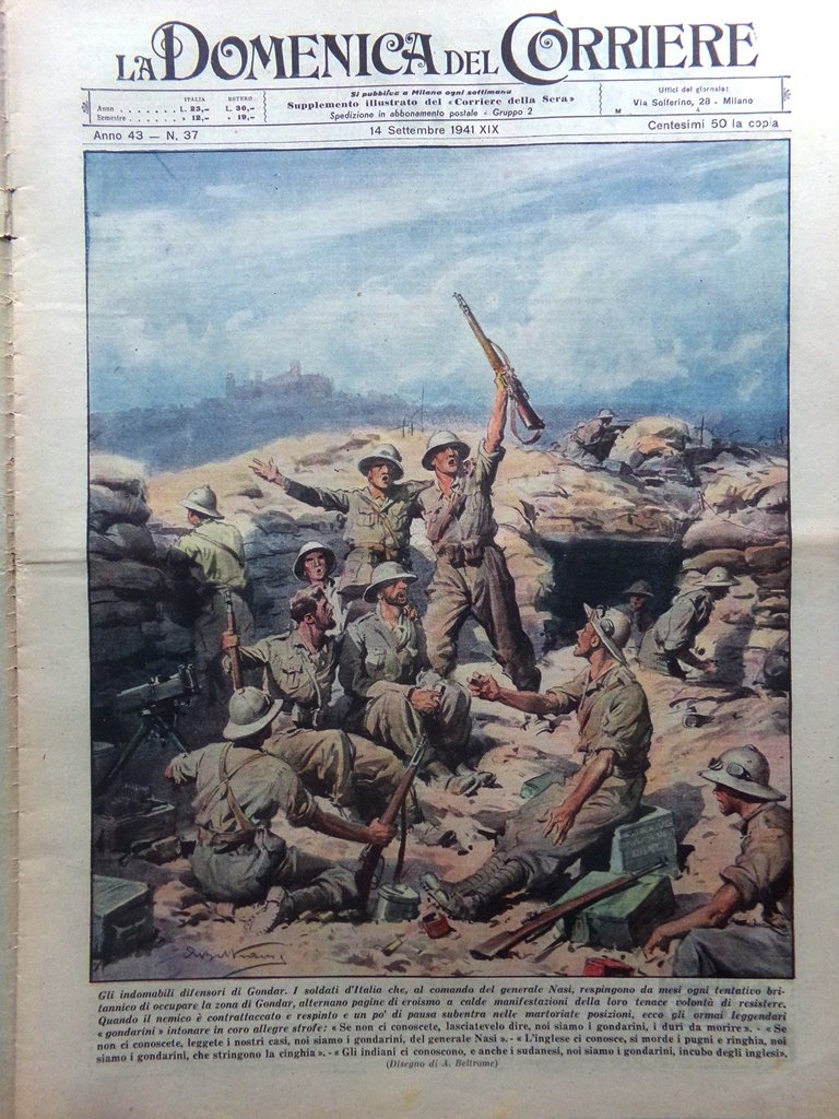La Domenica del Corriere 14 Settembre 1941 WW2 Gondar Gutenberg …