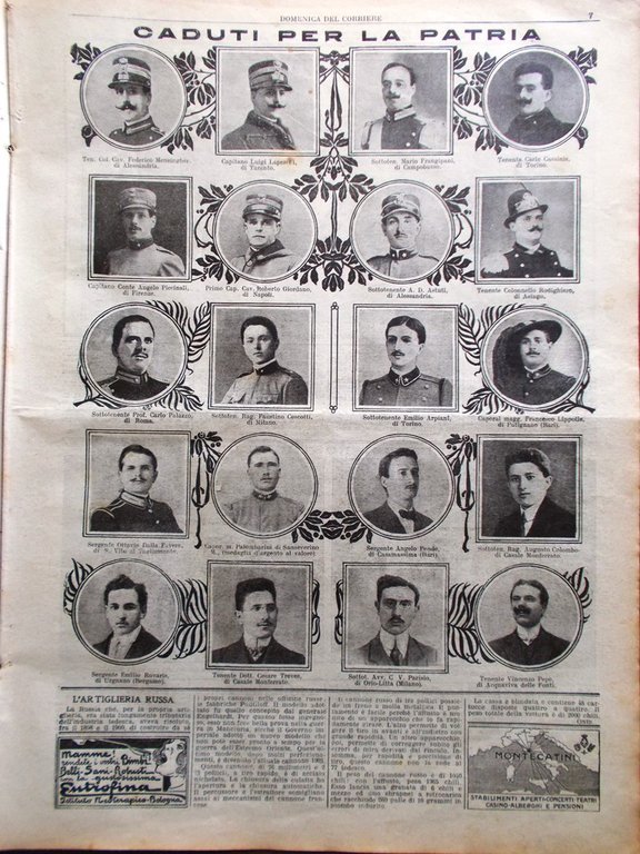La Domenica del Corriere 15 Agosto 1915 WW1 Amalfi Varsavia …