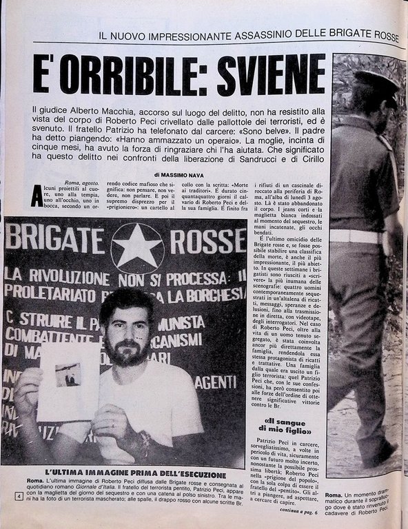 La Domenica del Corriere 15 Agosto 1981 assassinio Roberto Peci …