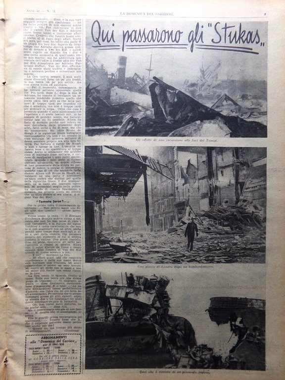 La Domenica del Corriere 15 Dicembre 1940 WW2 Stukas Atlantico …