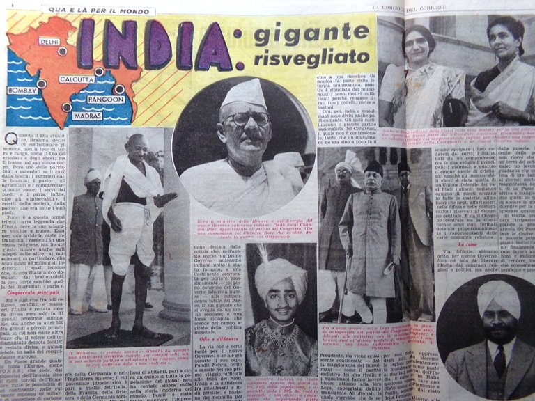 La Domenica del Corriere 15 Dicembre 1946 India Gandhi Galleria …