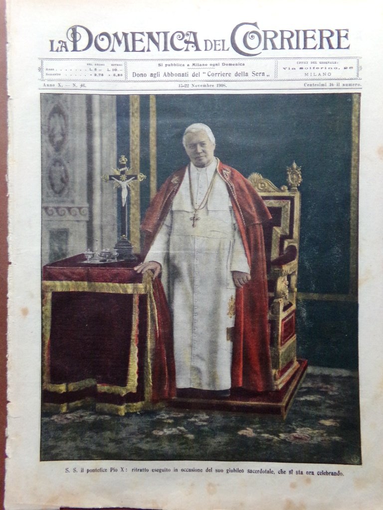 La Domenica del Corriere 15 Novembre 1908 Taft Sardou Dolore …