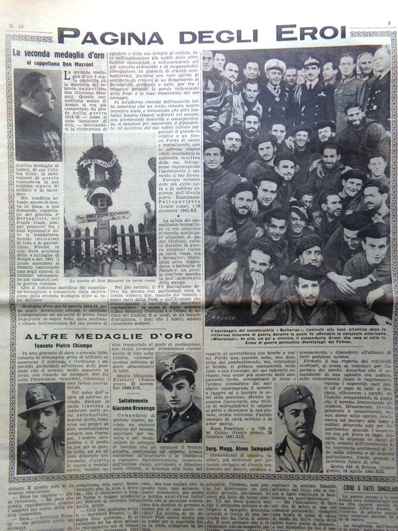 La Domenica del Corriere 15 Novembre 1942 WW2 Barbarigo Mazzoni …