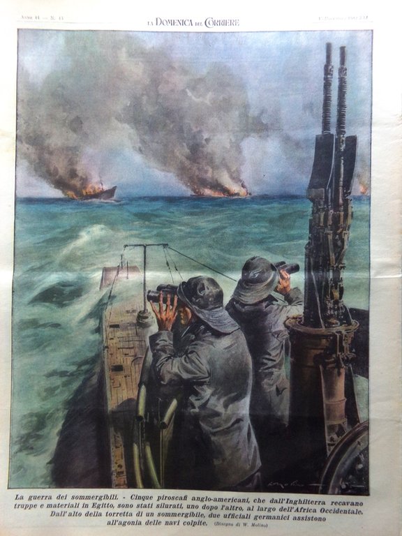 La Domenica del Corriere 15 Novembre 1942 WW2 Barbarigo Mazzoni …