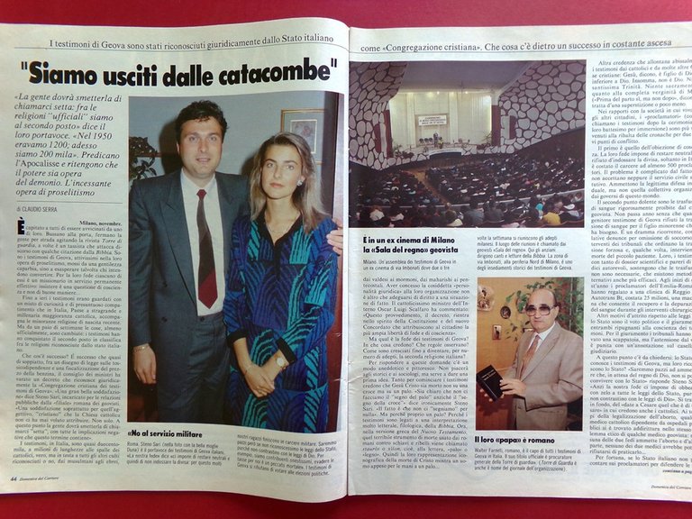 La Domenica del Corriere 15 Novembre 1986 Montanelli Milva Geova …