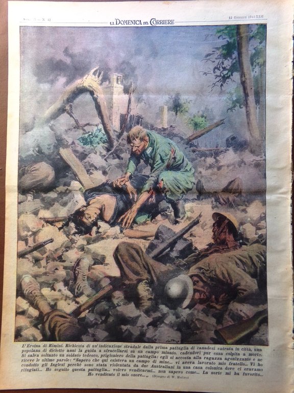 La Domenica del Corriere 15 Ottobre 1944 WW2 Bersaglieri Mimetismo …