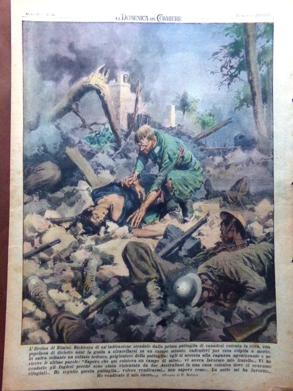 La Domenica del Corriere 15 Ottobre 1944 WW2 Bersaglieri Mimetismo …