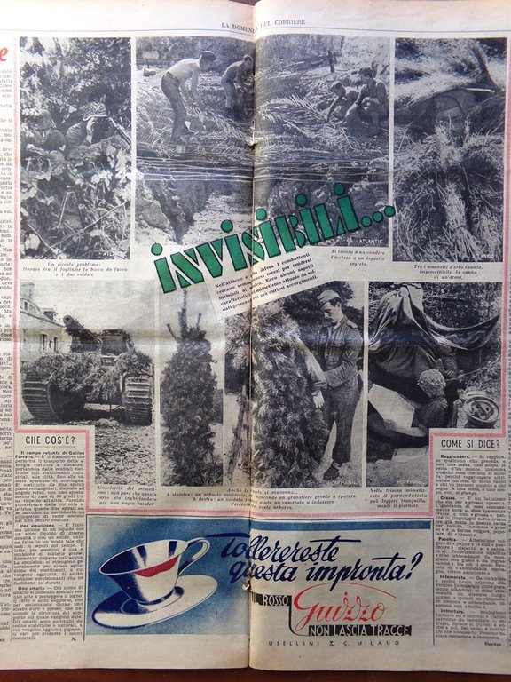 La Domenica del Corriere 15 Ottobre 1944 WW2 Bersaglieri Mimetismo …