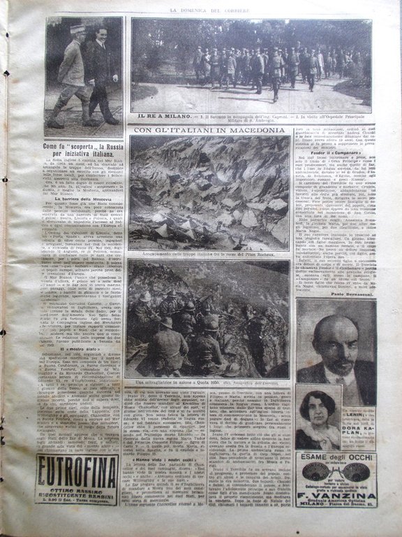 La Domenica del Corriere 15 Settembre 1918 WW1 Falco Lenin …